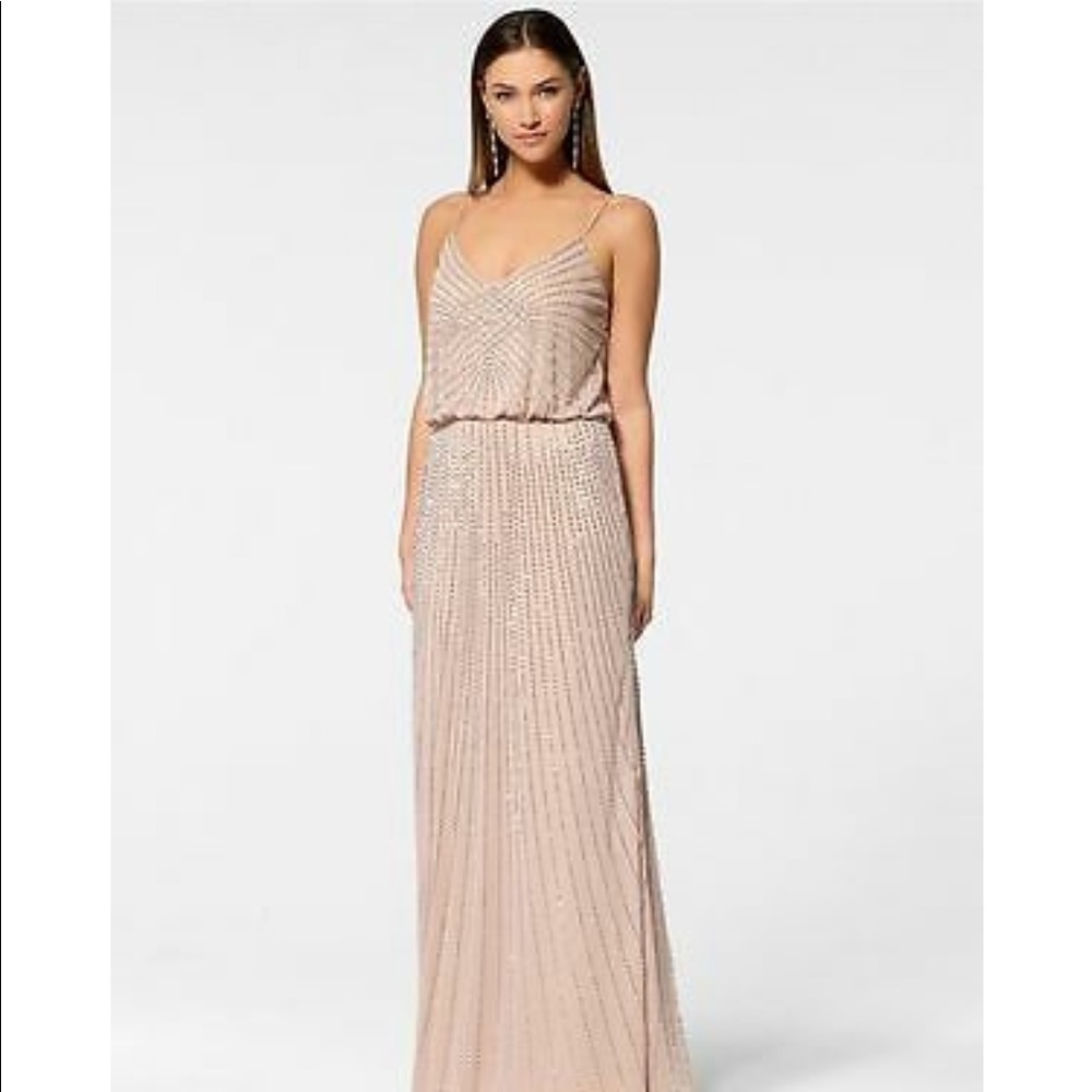 🤎 Cache Formal Nude Dress: Beaded, Long, Blouson
